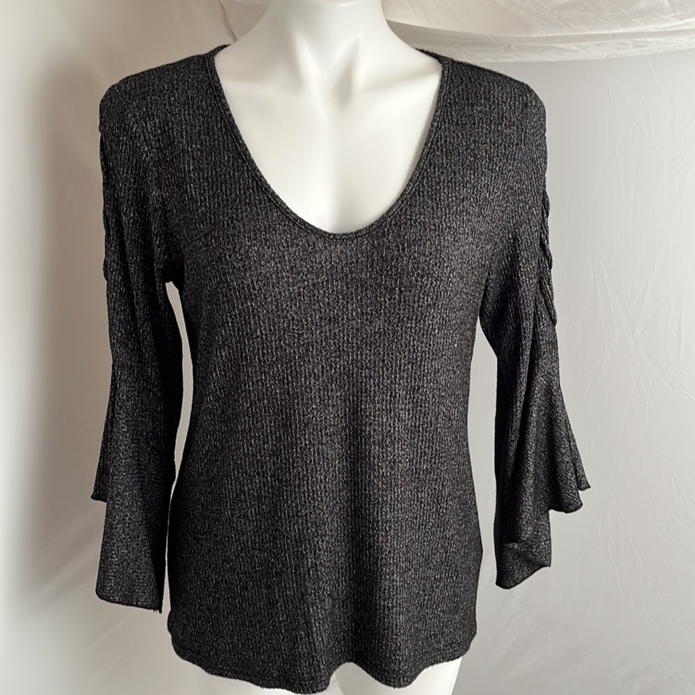 Red Haute heather black v-neck soft stretchy top